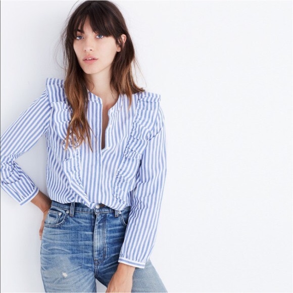 Madewell Tops - Whitney Stripe Ruffle front Blouse